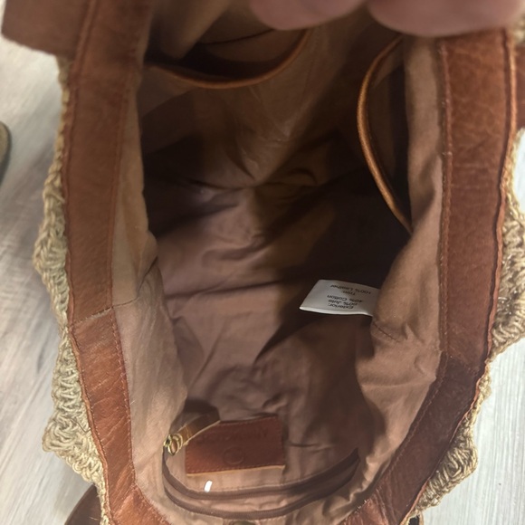 ANABAGLISH Multicolor Striped Jute Tote Bag With Leather Handle - Picture 7 of 7